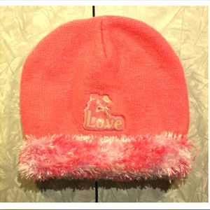 🦃Love-a-lot Care Bears Pink Winter Hat, Fuzzy Trim